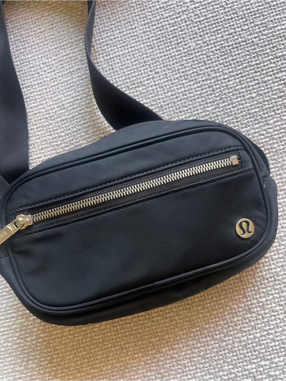 lululemon athletica Black Belt Bag with Silver Hardware Crossbody